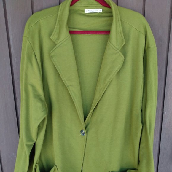 🌎Olive French Terry Boyfriend Blazer - Picture 4 of 9